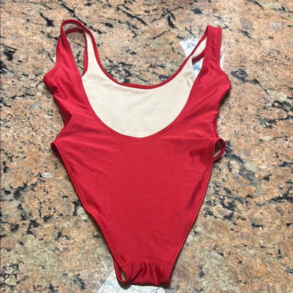 Red Aloha one piece Swimsuit by Private Party s/m